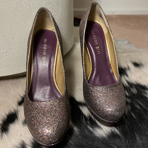 Madden Girl Multi Colored Glitter Stacked Heels - Picture 11 of 12
